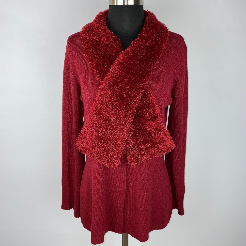 Max Studio Red Button Down Sweater M - image 1